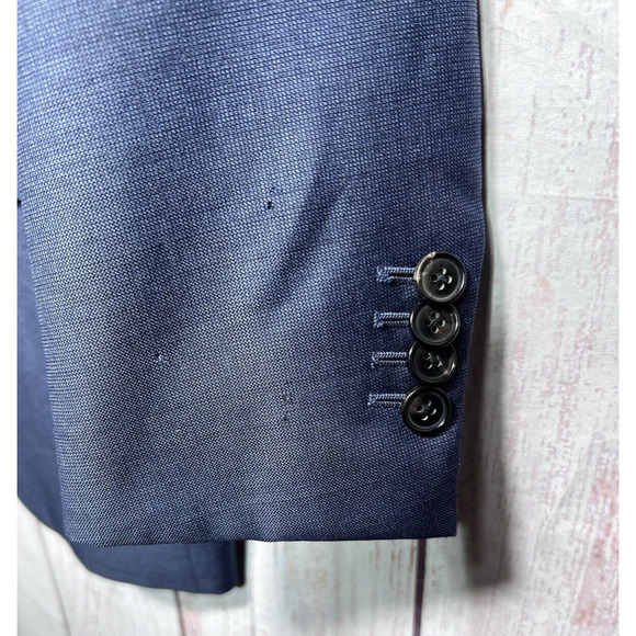 MJ BALE Mens Classic Suit Blazer Jacket 36R Navy Wool Bemberg Blend - Picture 7 of 11